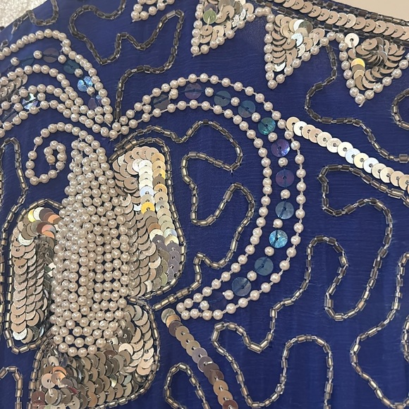 Exquisite Beaded Silk Top in Royal Blue - Picture 4 of 5